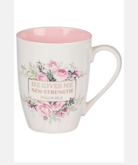 NEW STRENGTH FLORAL MUG