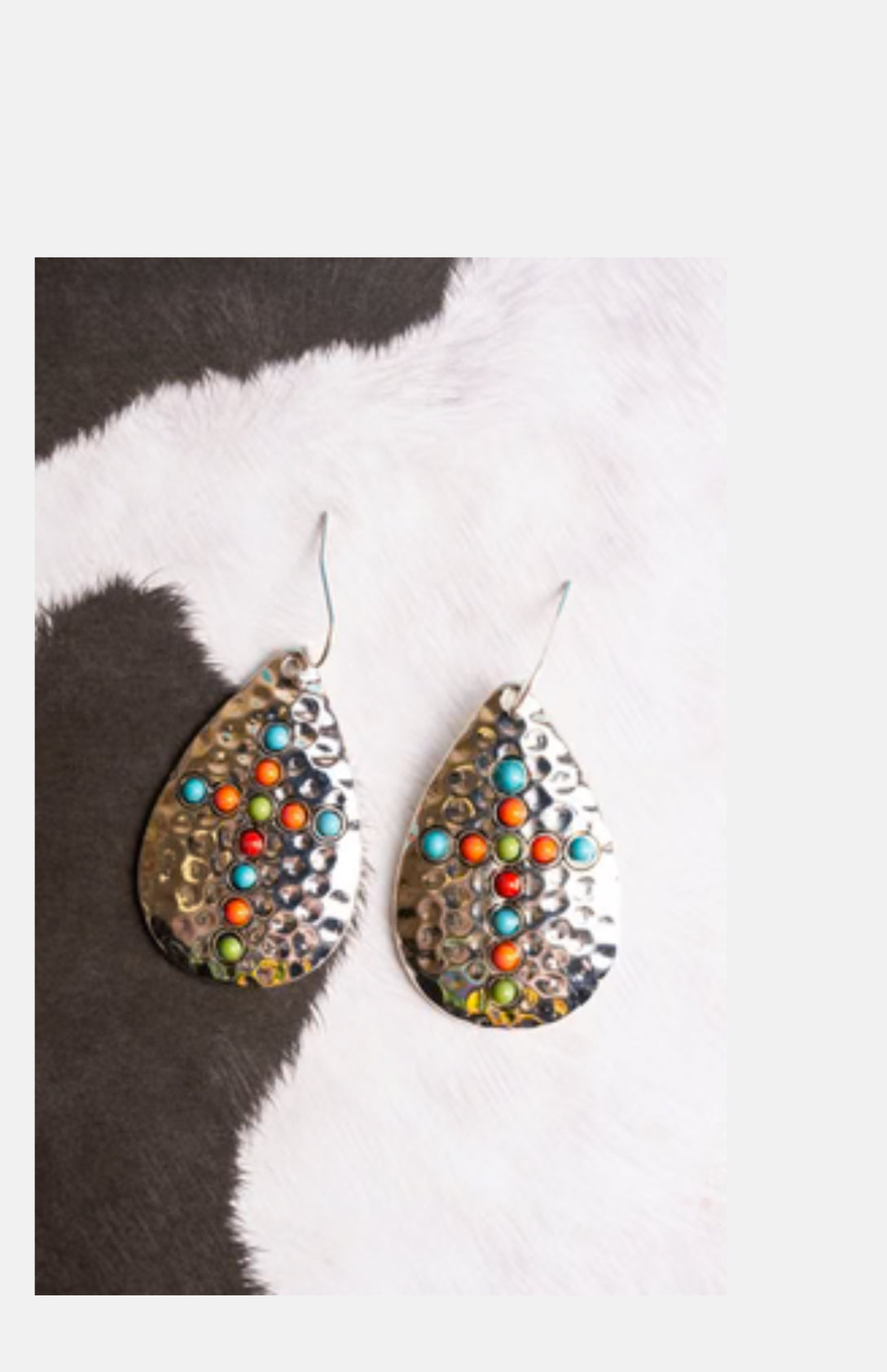 Pebble creek multi color cross tear drop earrings