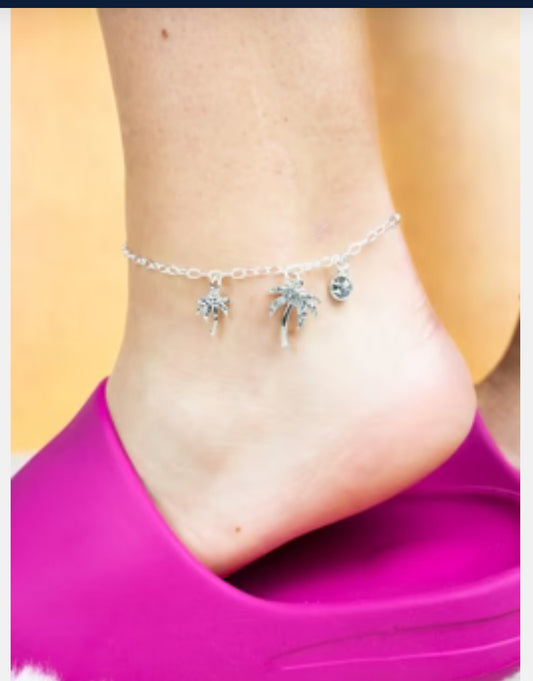 Clear Crystal Palm Tree Anklet