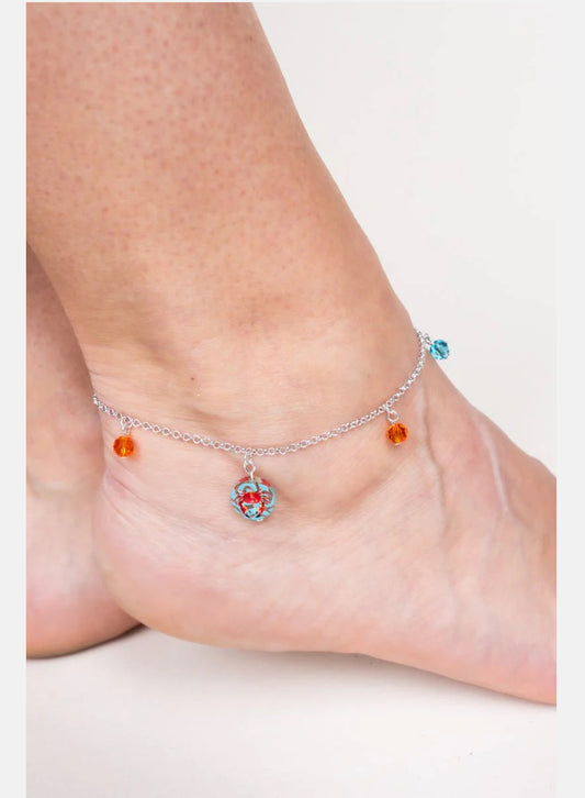 CRAB DISK SILVERTONE ANKLET