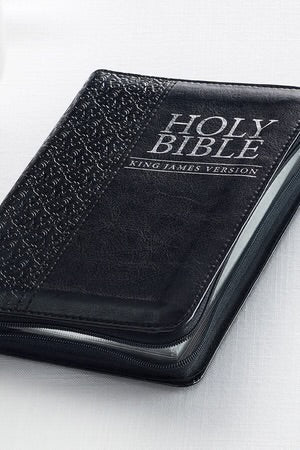 BLACK LUXLEATHER ZIPPERED COMPACT KJV BIBLE