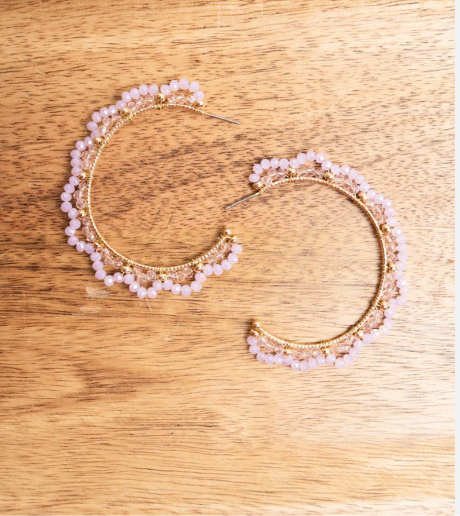 NADIA LIGHT PINK SEED BEAD GOLDTONE HOOP EARRINGS
$5.25 USD