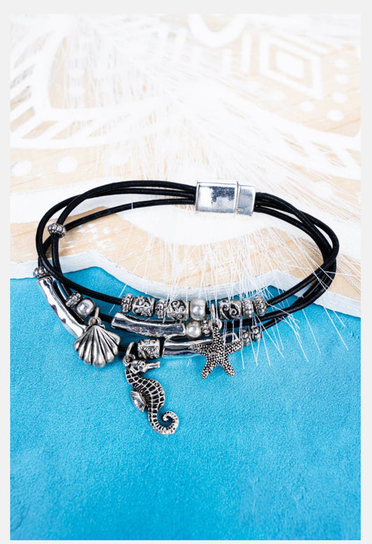 SEA LIFE CHARM BLACK CORD MAGNETIC BRACELET
$