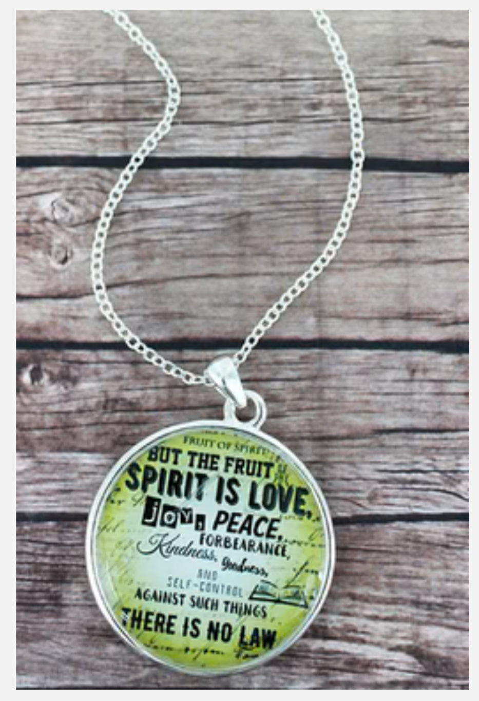 FRUIT OF SPIRIT AND HAMMERED SILVERTONE DOUBLE-SIDED PENDANT NECKLACE