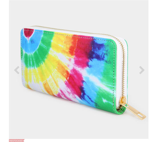 Rainbow Spiral Tie Die Print Wallet