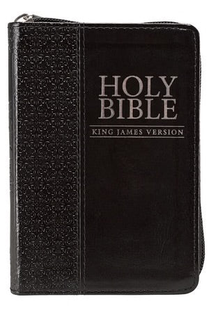 BLACK LUXLEATHER ZIPPERED COMPACT KJV BIBLE