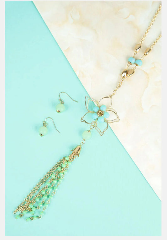 MINT FLORETTA NECKLACE AND EARRING SET