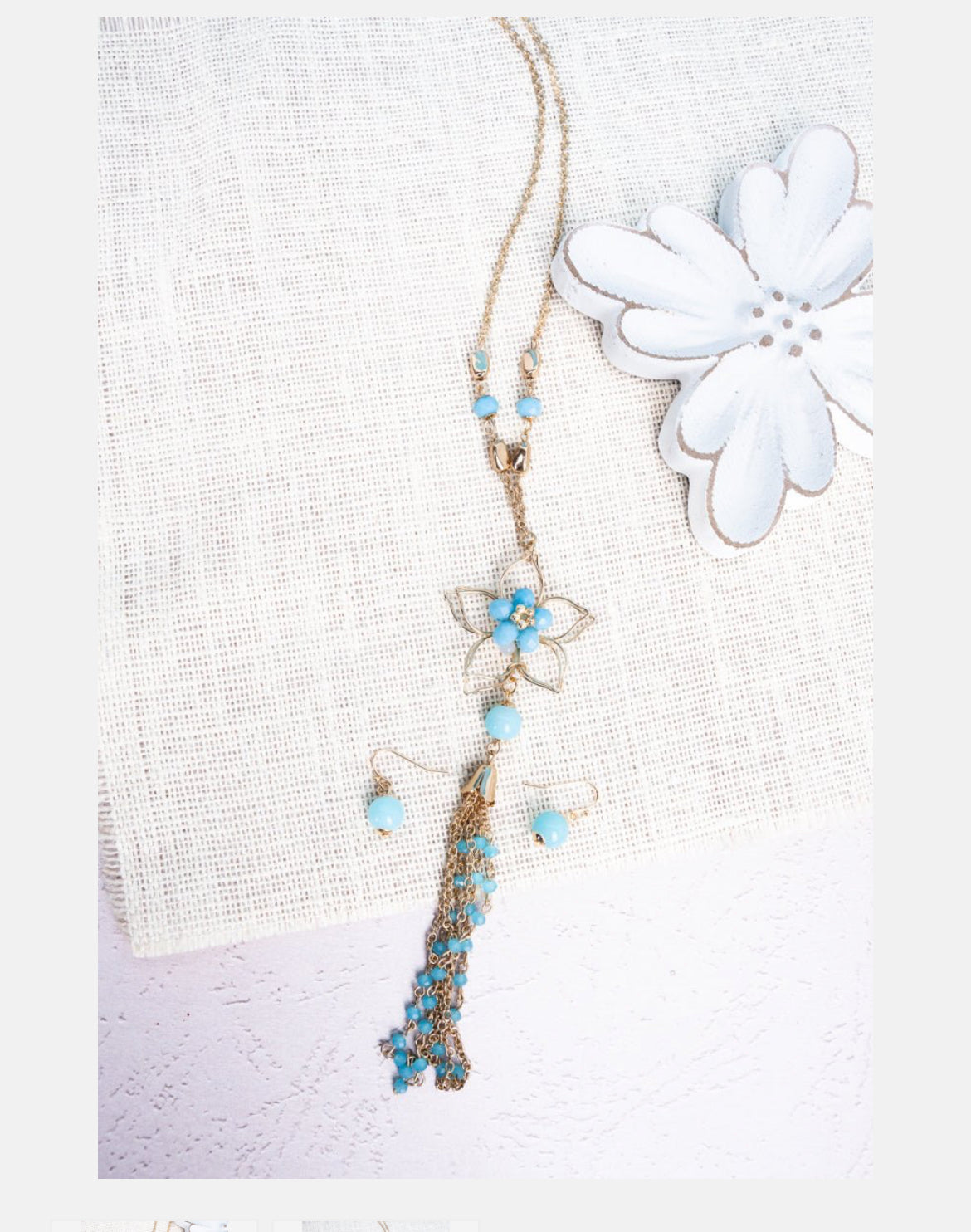 LIGHT BLUE FLORETTA NECKLACE AND EARRING SET