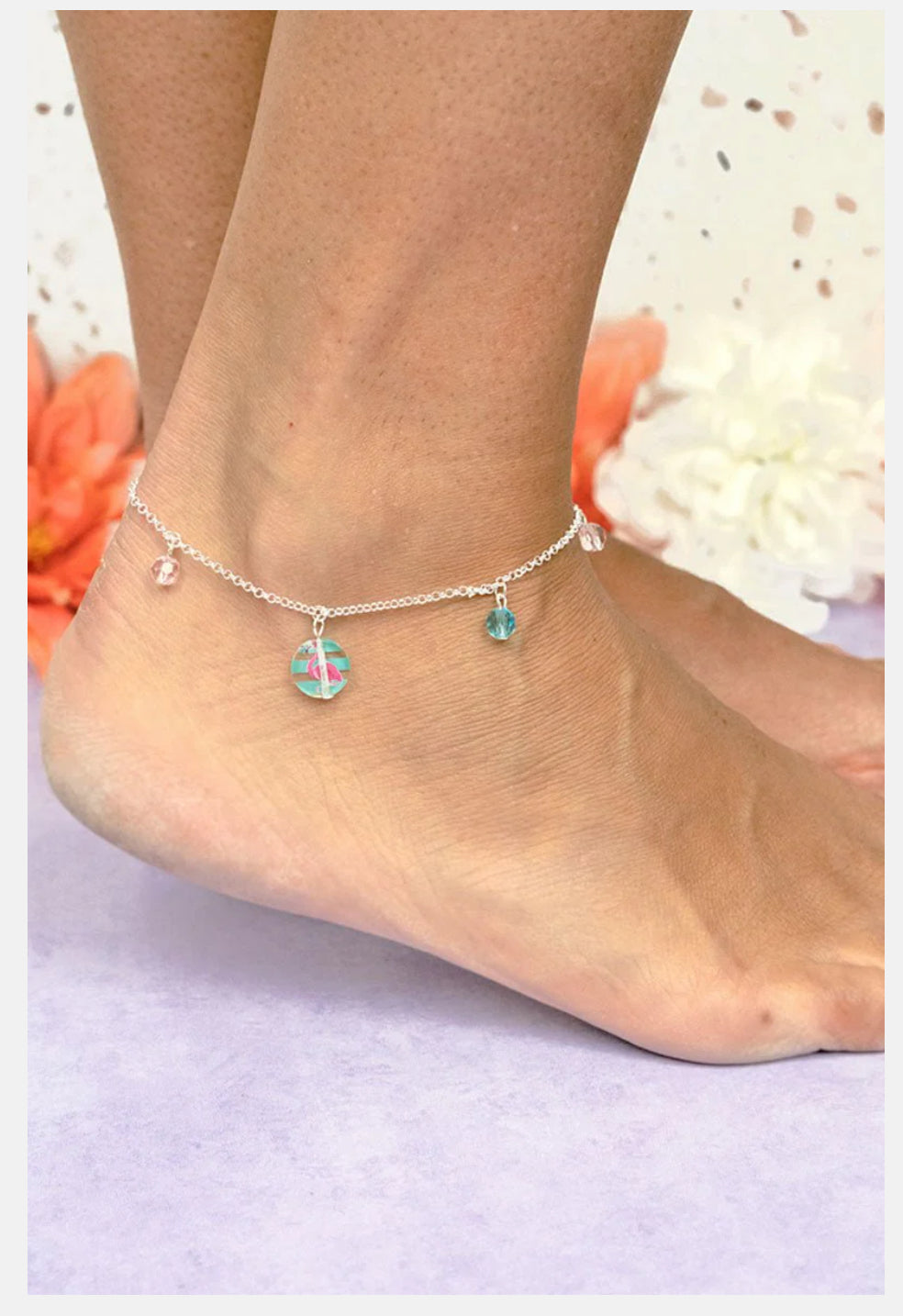 FLAMINGO DISK SILVERTONE ANKLET